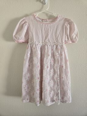Vintage Jo Lene Pink Floral Lace Girls Dress Size 6x‎ Tea Party Cottage Prairie